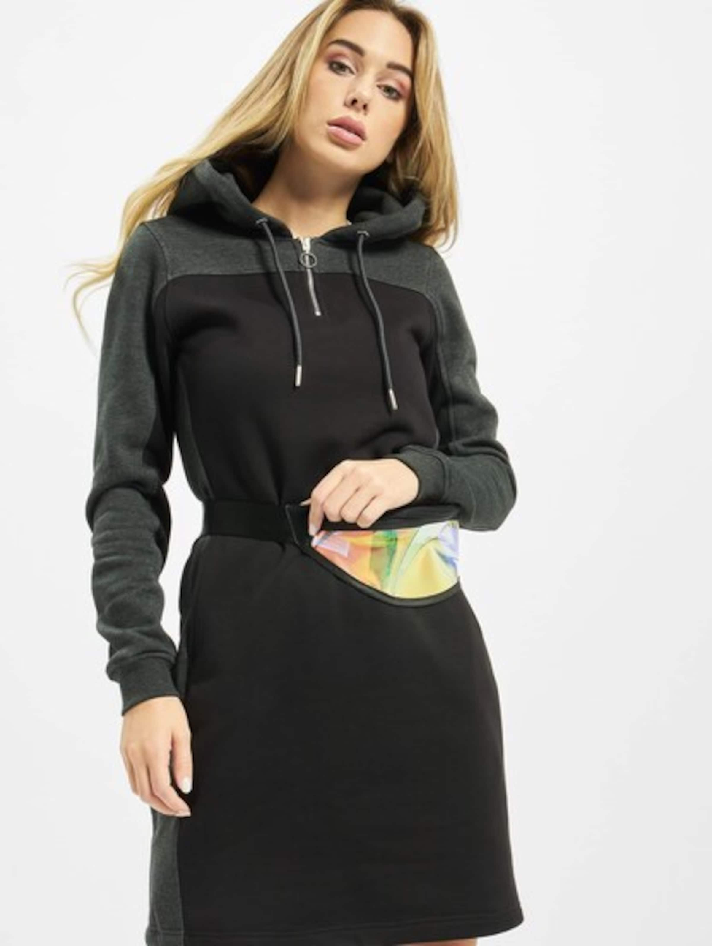 Urban Classics Ladies 2-Tone Hooded Dress op kleur zwart, Maat 3XL