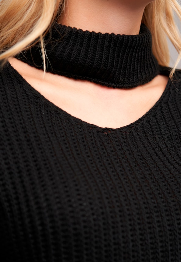 Pullover mit Stehrollkragen und V-Ausschnitt-5