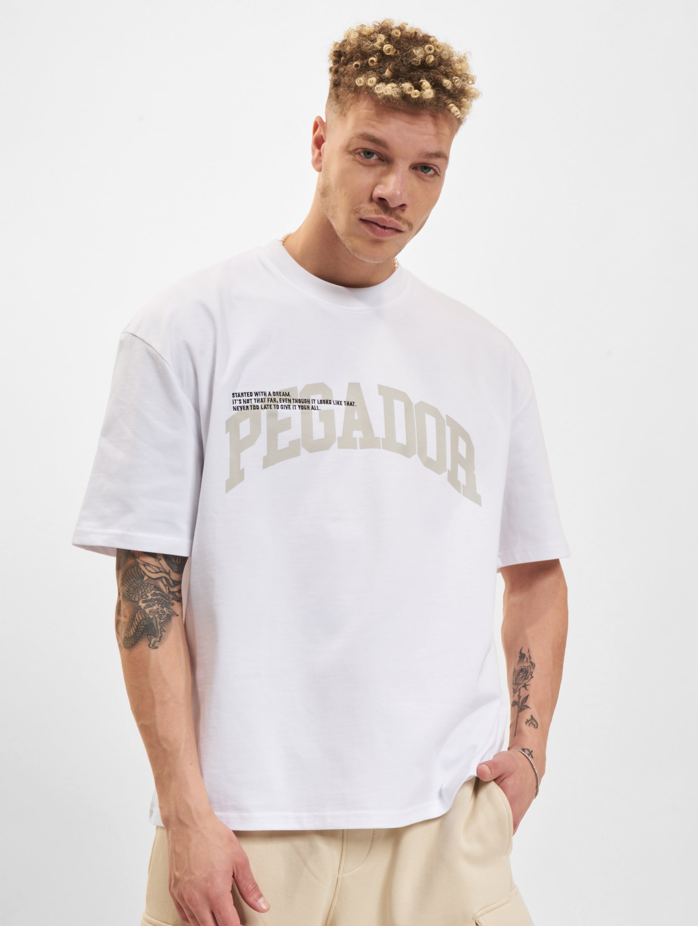 PEGADOR Gilford Oversized T-Shirt Mannen op kleur wit, Maat M