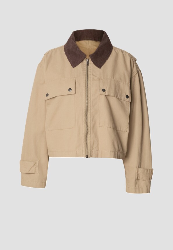 Ladies Workwear Cropped Cotton Jacket-2