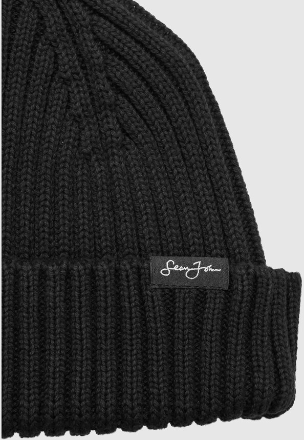 JA233-003-5 Script Flag Label Short Beanie-2