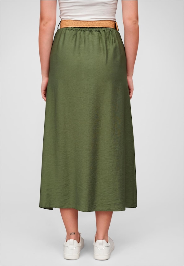 Cloud5ive Damen Longform Viskose Rock mit Gürtel-1