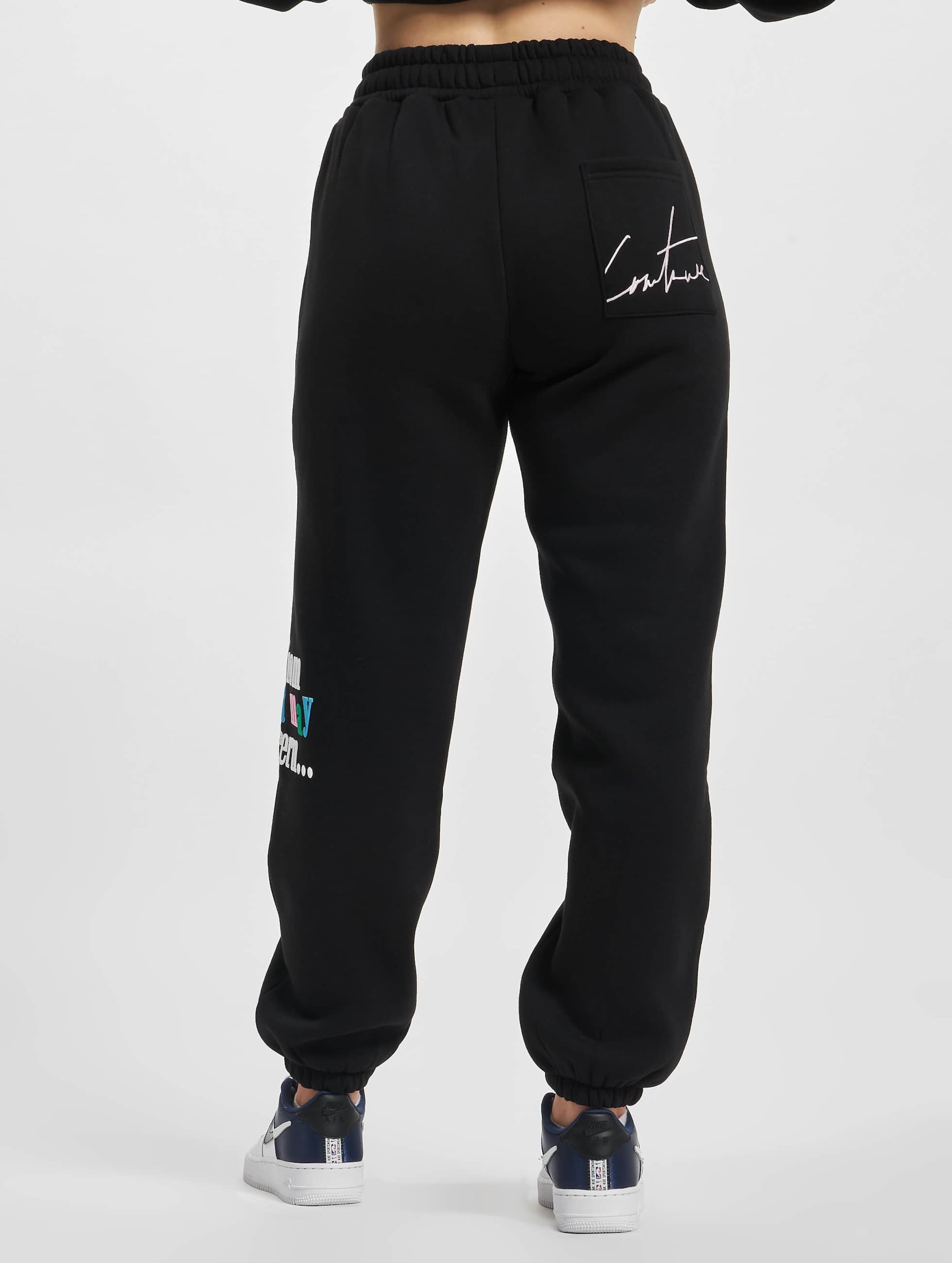 Black discount slogan joggers