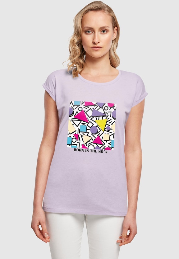 Ladies Geometric Retro Extended Shoulder Tee-0