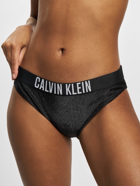 Calvin Klein intense power rib thong bikini bottom in black