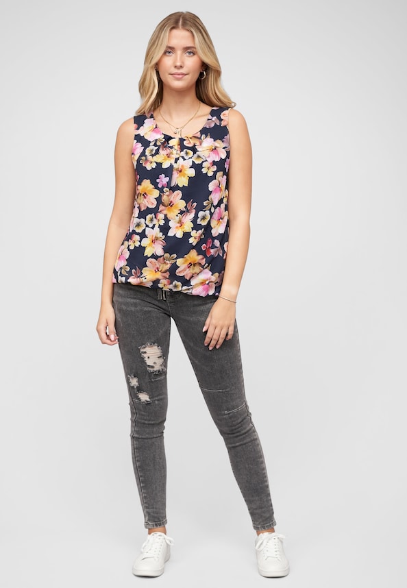 Chiffon Top mit Allover Spitze hinten & Floralem Print-4