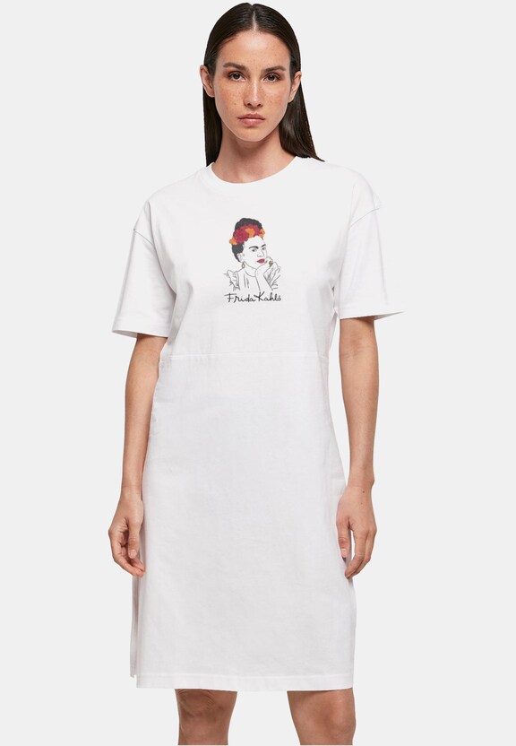 Ladies Frida Kahlo - Drawing with flowers Organic Oversized Slit-0