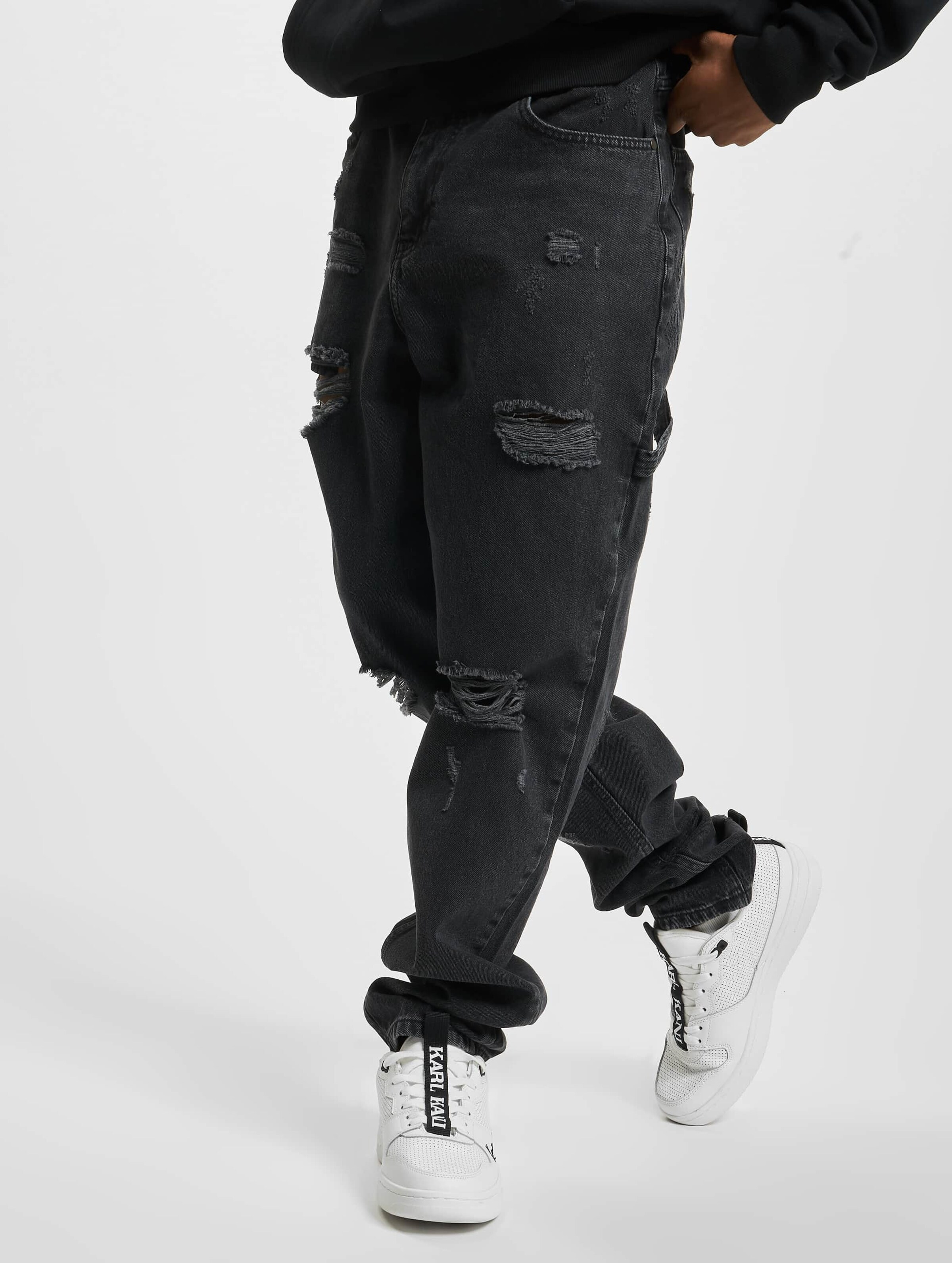 Karl Kani Retro Tapered Workwear Heavy Distressed Denim Mannen op kleur zwart, Maat L