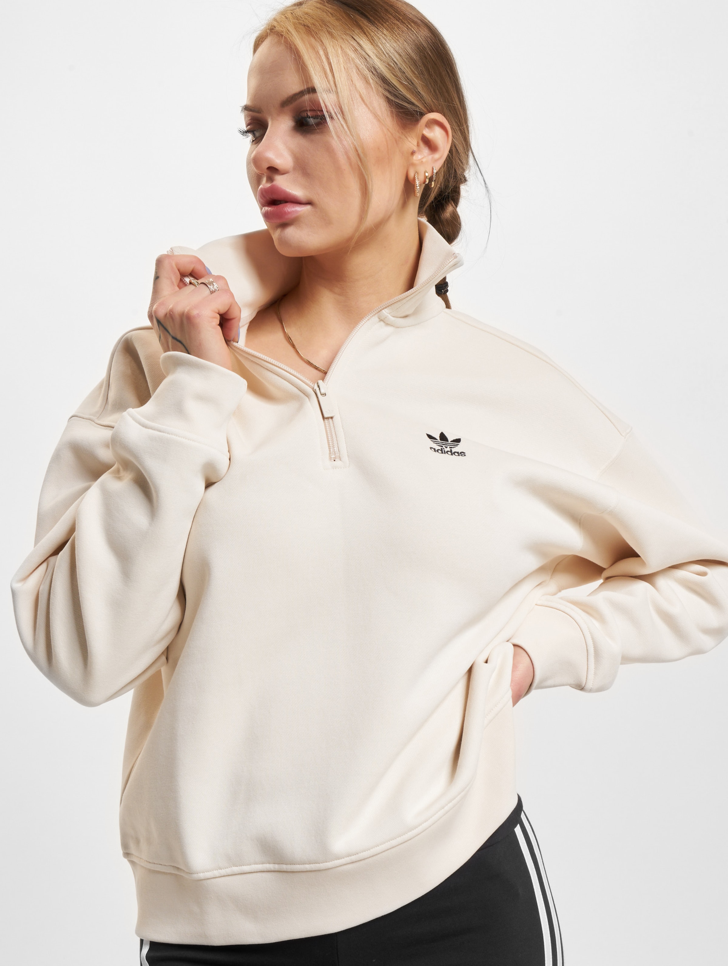 adidas Originals Half Zip Pullover Vrouwen op kleur beige, Maat XS