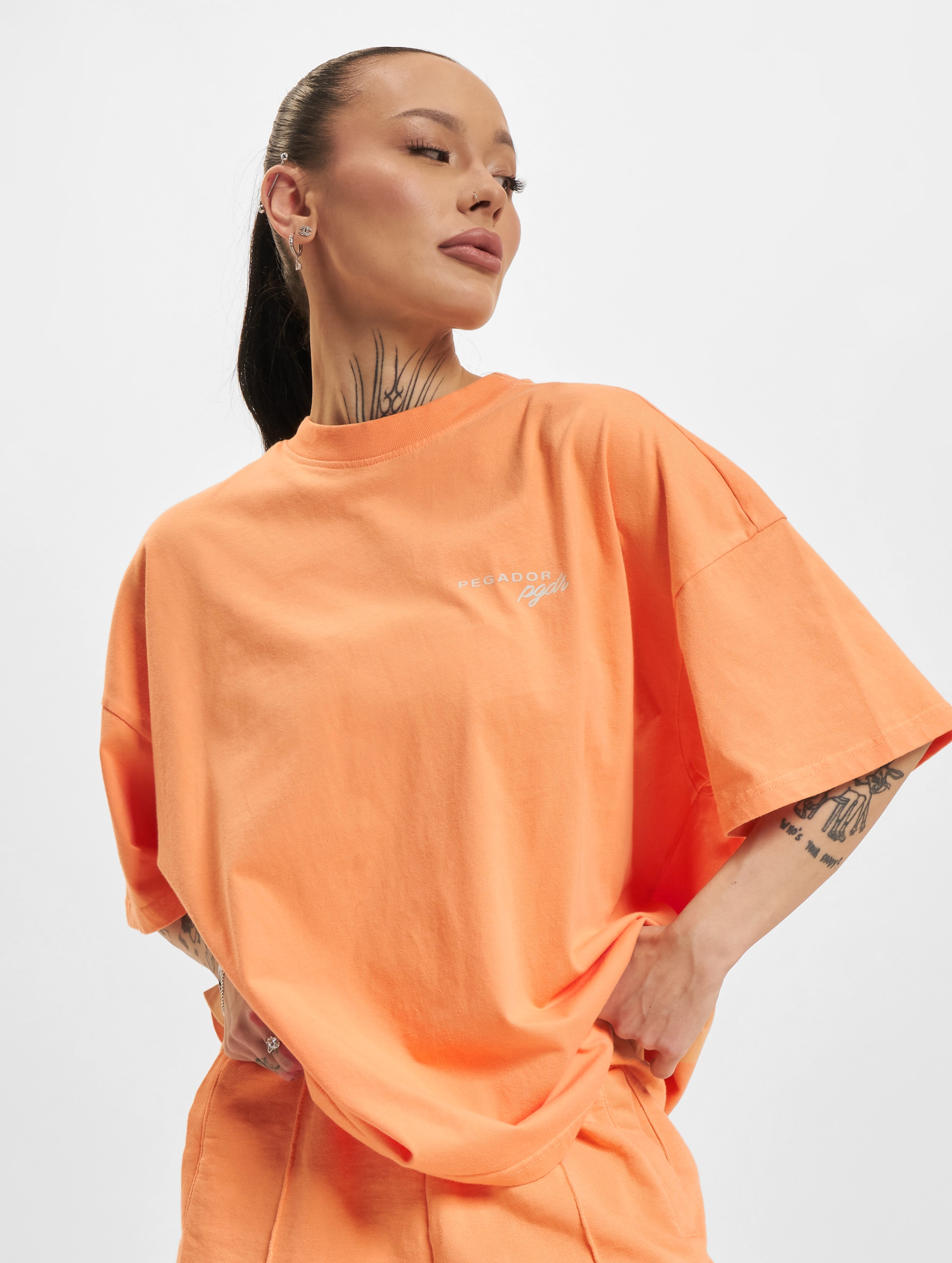 PEGADOR Berri Heavy Oversized T-Shirts Vrouwen op kleur oranje, Maat M