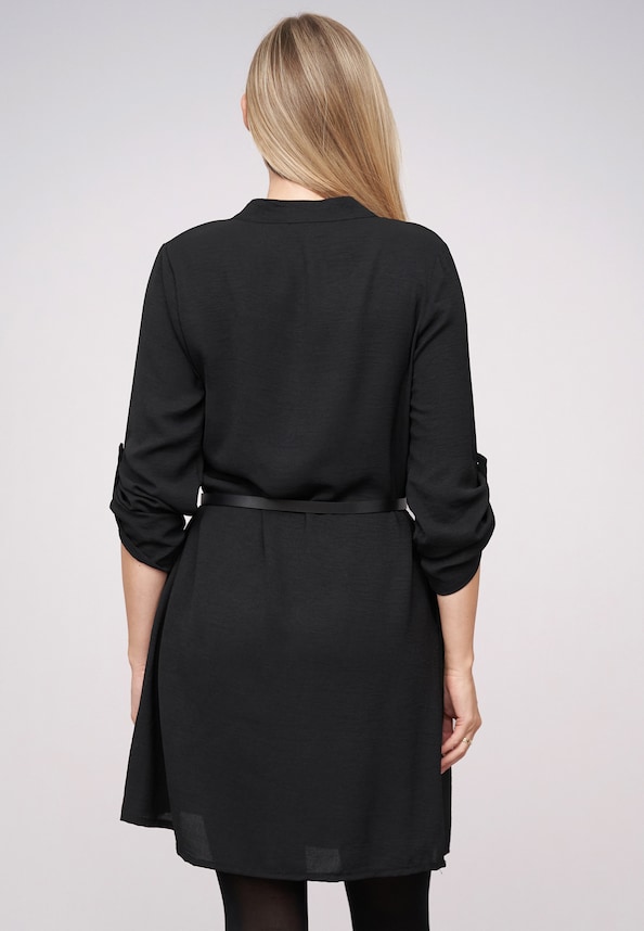 Musselin Dress with turn-up sleeves and belt-1