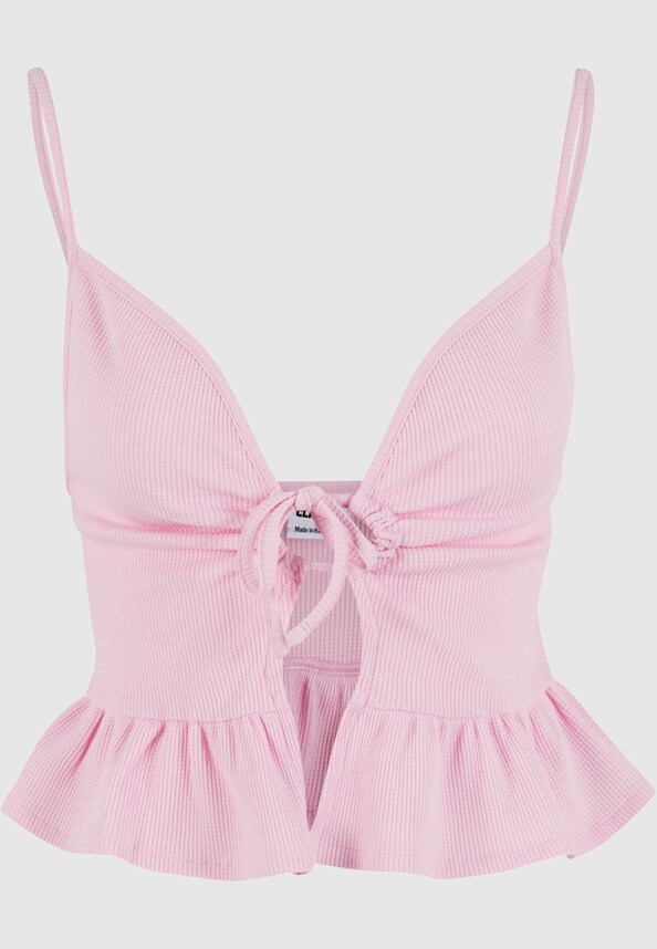 Ladies Waffle Pique Ruffle Top-4