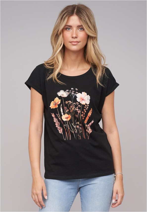 Ladies Wildflower Black Tee-0