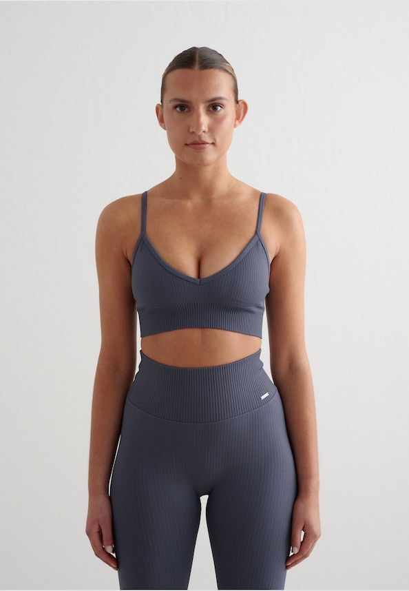 Ribbed Seamless Deep Cut Bra-0