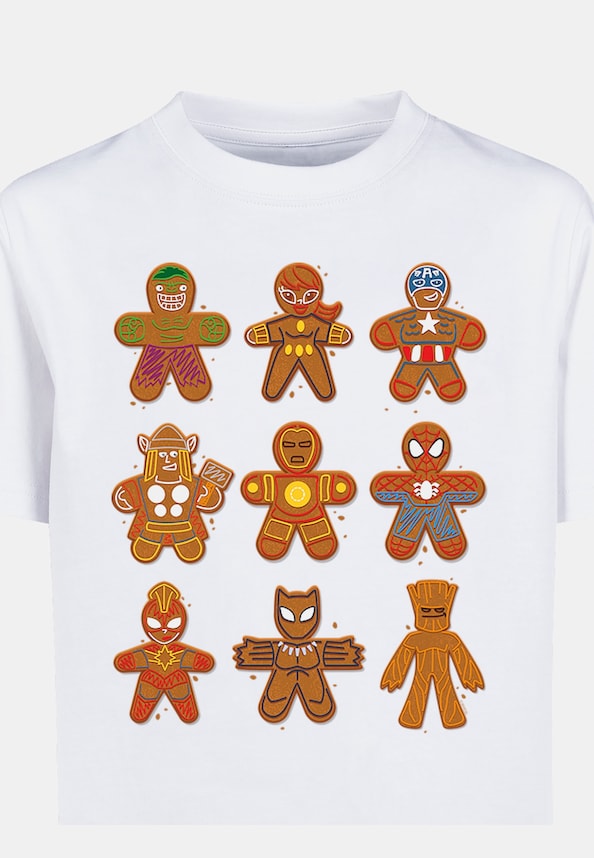 Marvel Universe Christmas Gingerbread Avengers with Kids Basic Tee-0