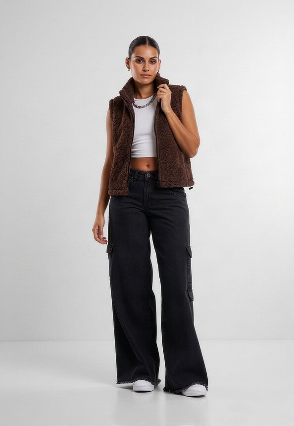 Ladies Short Sherpa Vest-2