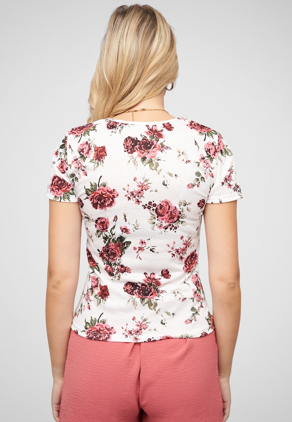 T-Shirt mit Blumenprint und Rundhals-1