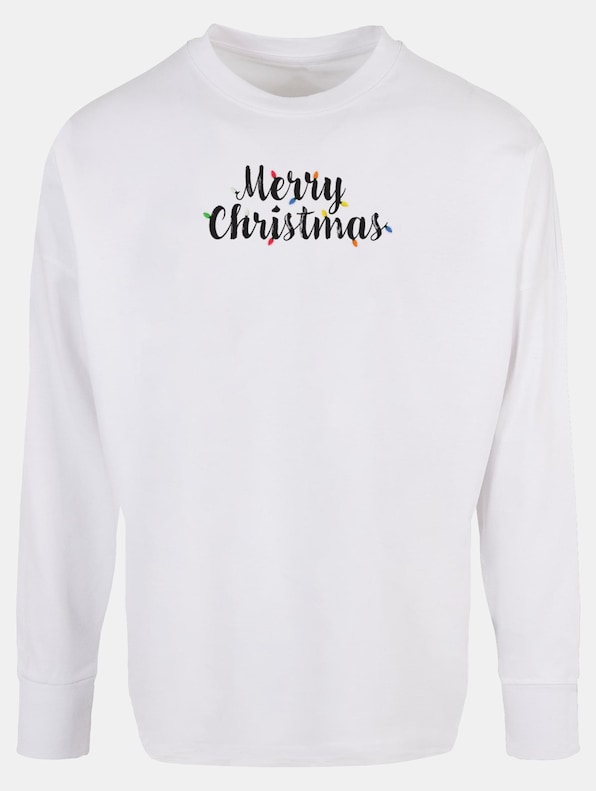 Merry Christmas Lights Oversized Cut On Sleeve-0