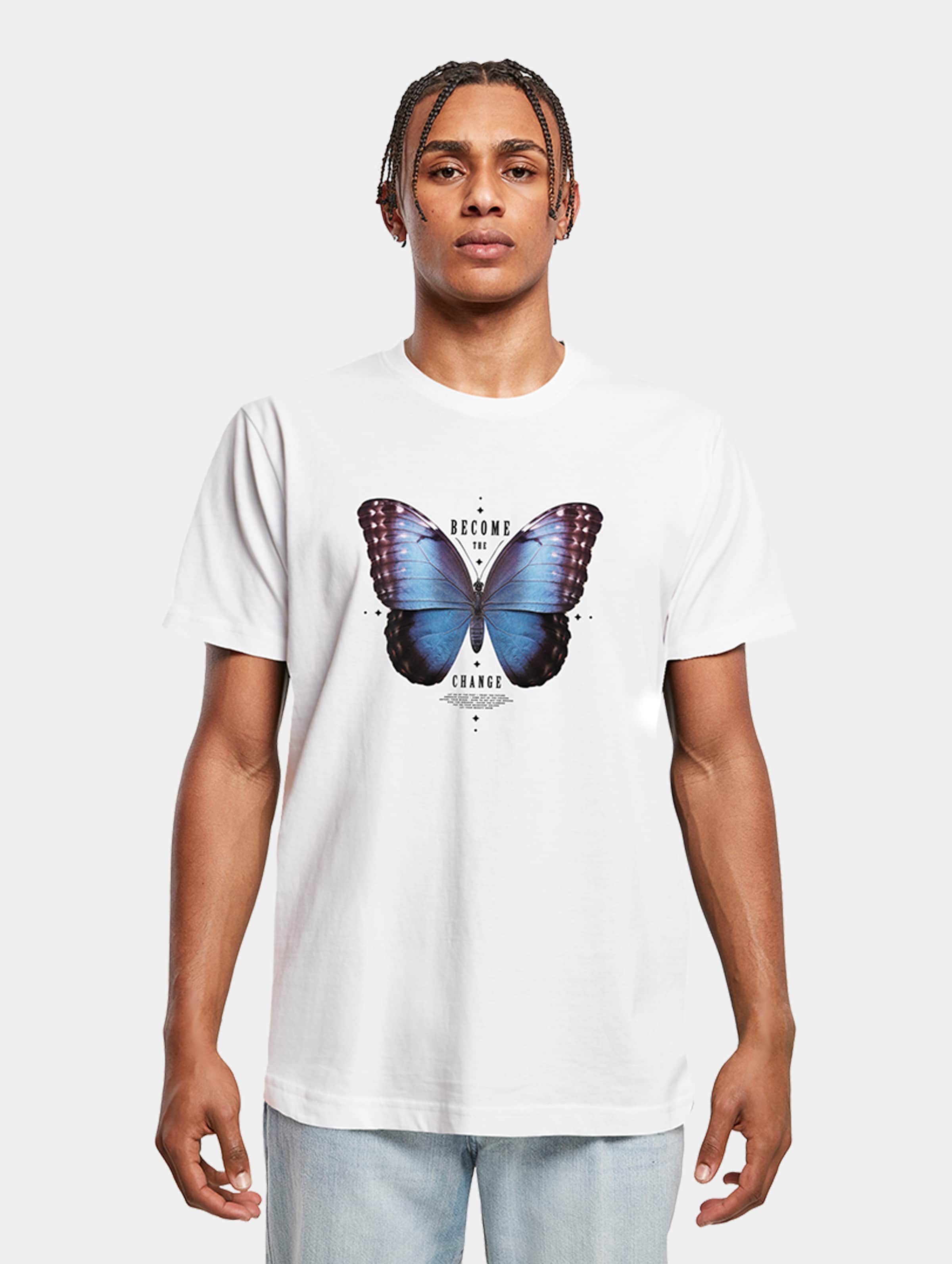 Mister Tee - Become the Change Butterfly Heren T-shirt - XS - Wit