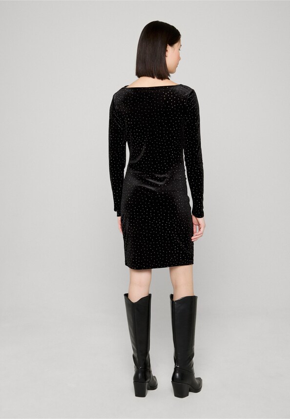 NMCAINS L/S ASSYM. VELVET STONE DRESS-1