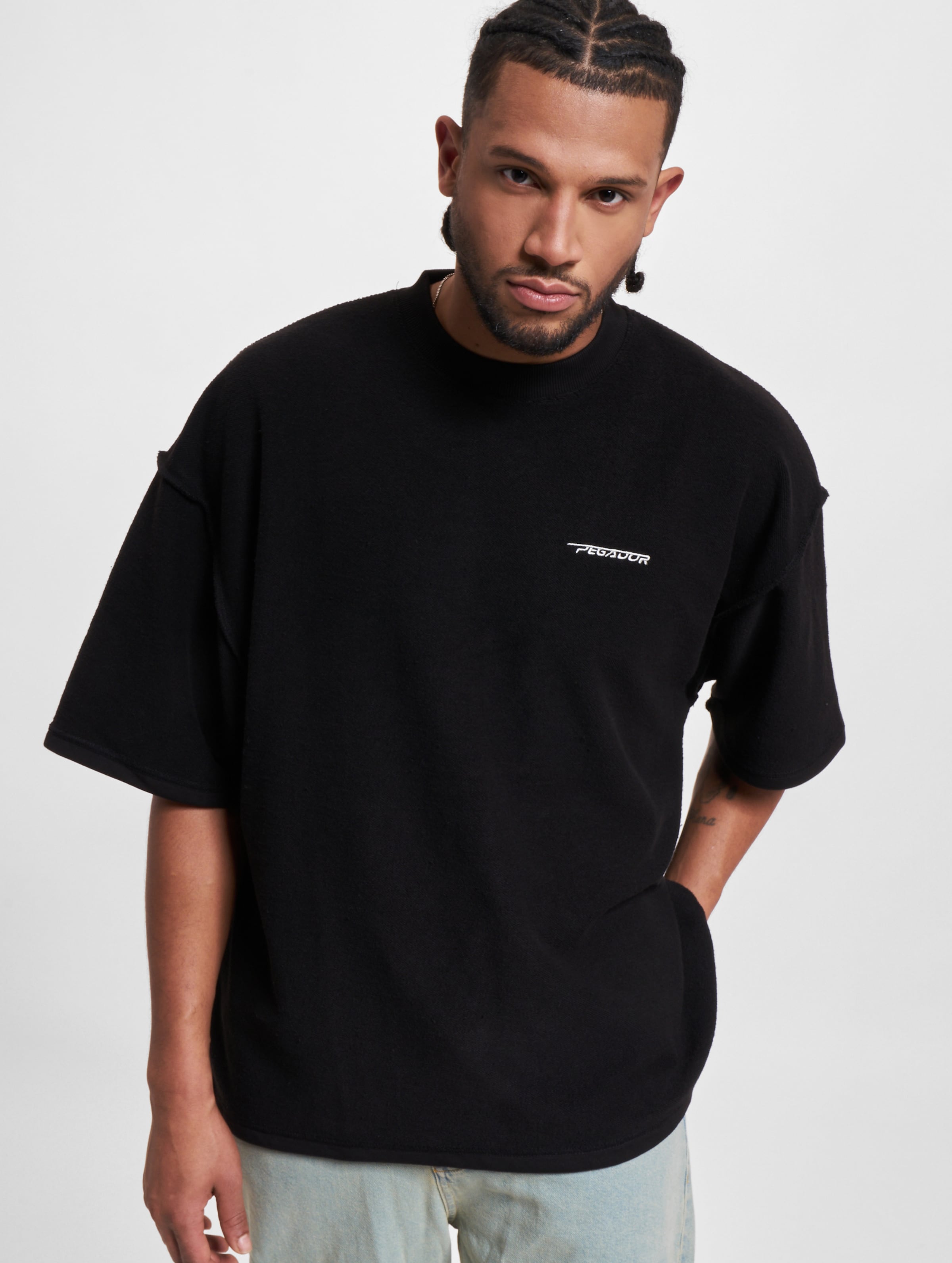 PEGADOR Wintor Inside Out Boxy T-Shirt Mannen op kleur zwart, Maat XXL
