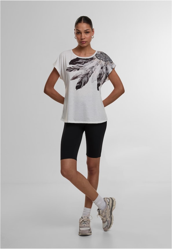 Cloud5ive Damen Viskose T-Shirt mit Traumfänger Print-3