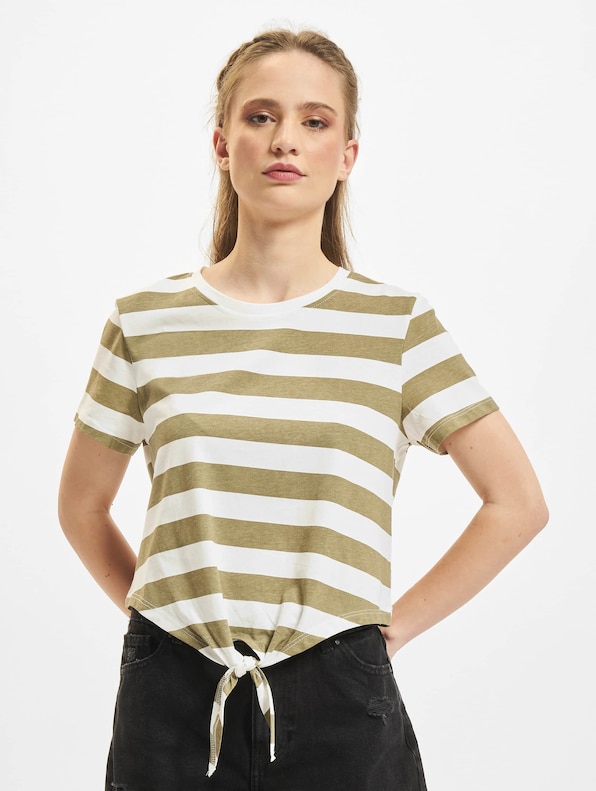 Only May Cropped Knot Stripe T-Shirt-2