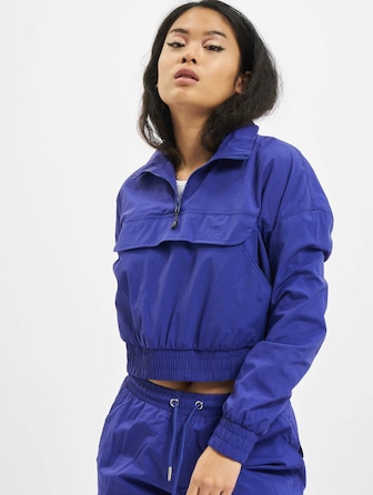 Ladies Cropped Crinkle Nylon Pull Over