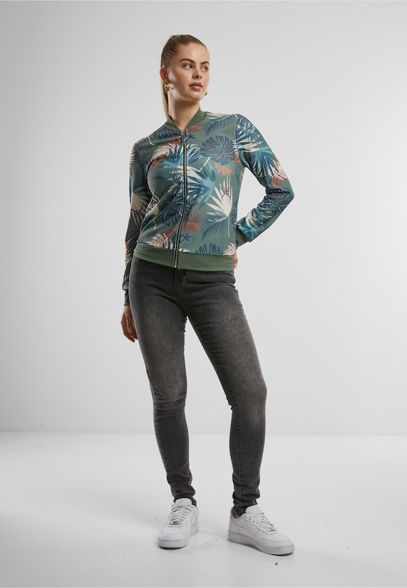 Cloud5ive Damen Blouson Bomberjacke mit Tropical Print-2