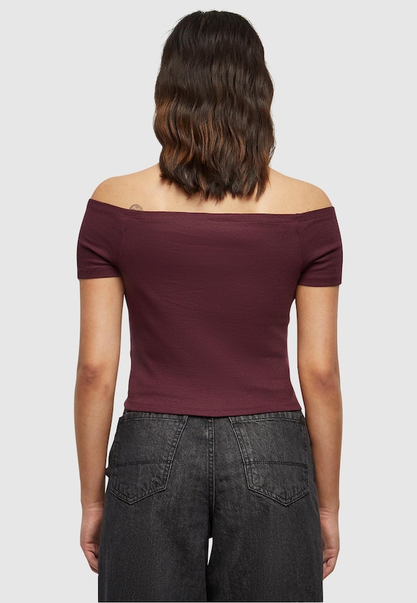 Ladies Off Shoulder Rib-1