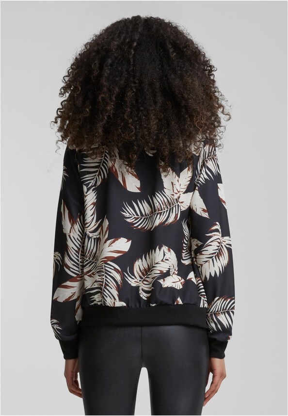 Cloud5ive Damen Blouson Bomberjacke mit Blätter Print-1