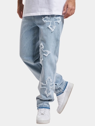 Karl Kani Og Distressed Cross Five pocket Denim Baggy Jeans