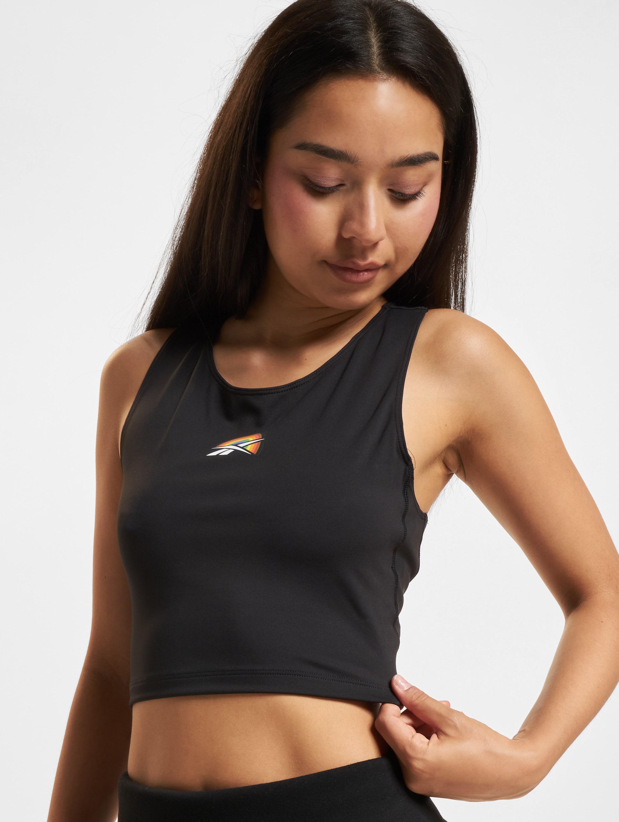 Reebok Pride Crop Tanktop op kleur zwart, Maat M