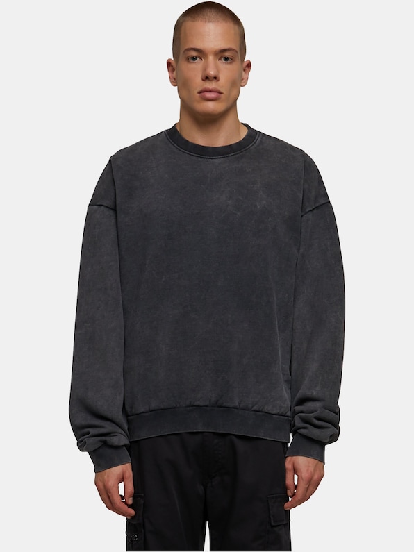 Urban Classics Acid Washed Crew Pullover-0