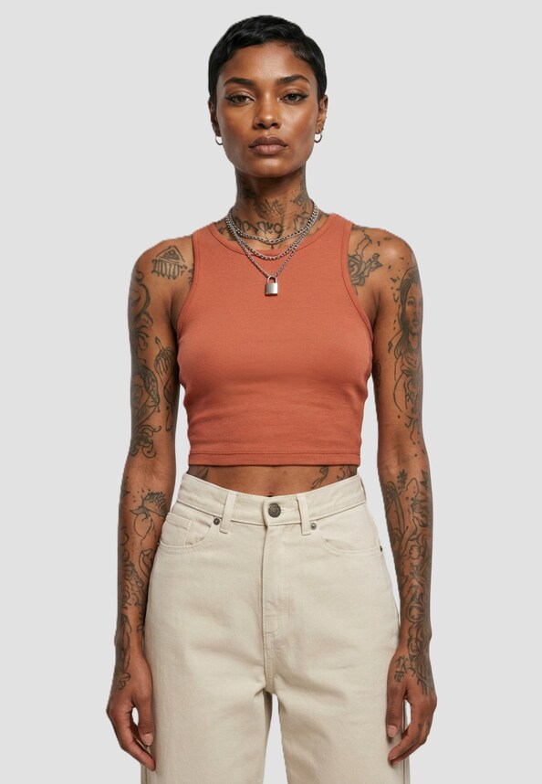 Ladies Cropped Rib-0