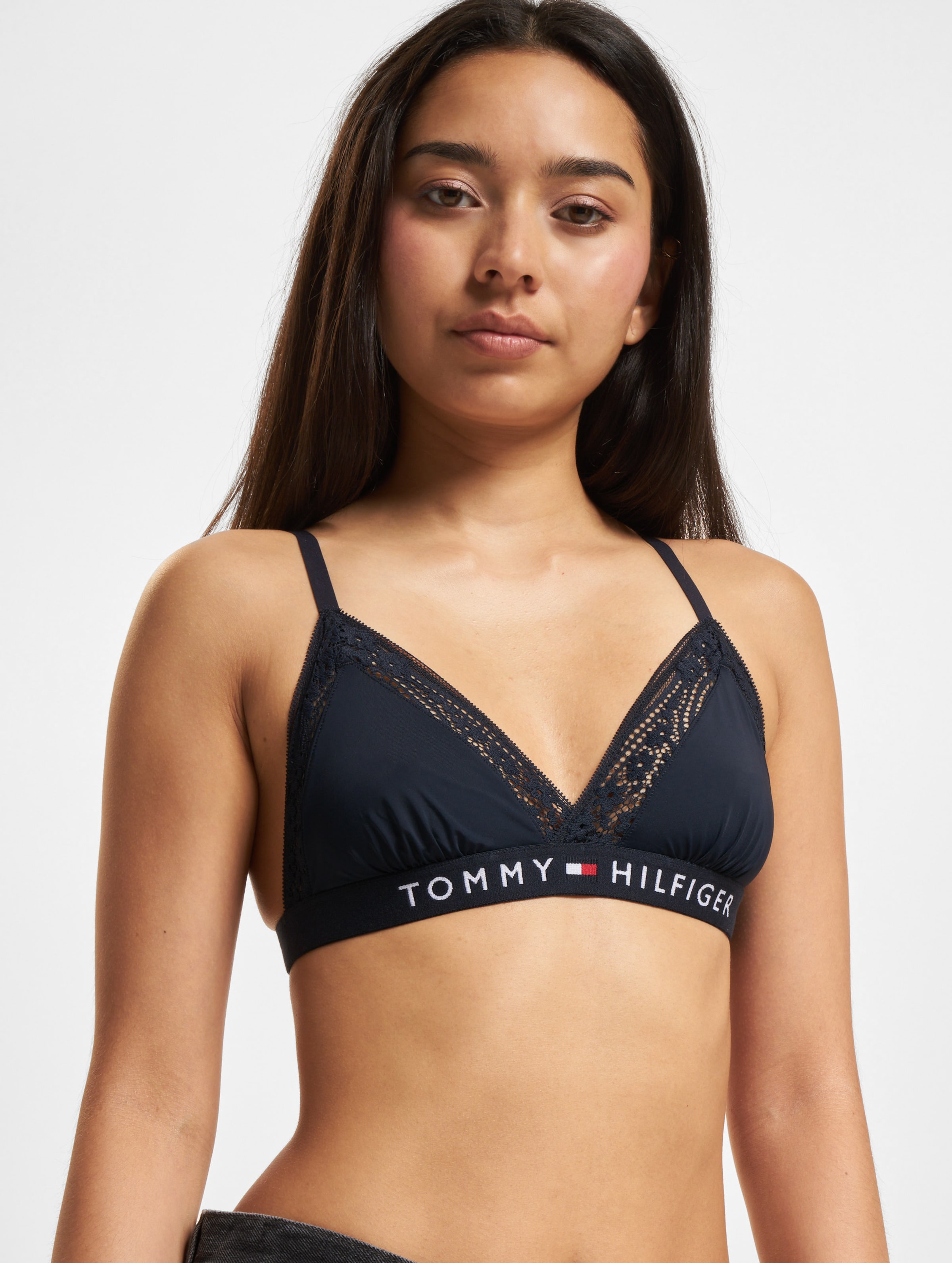 Tommy Hilfiger Unlined Lace Triangle op kleur blauw, Maat S