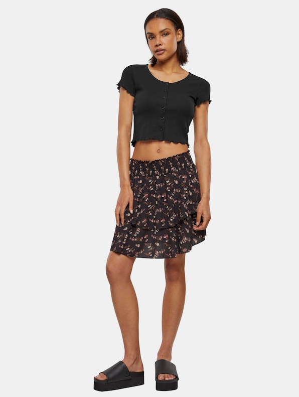 Cloud5ive kurzer mit breiten Bund Blumen Print Volantrock-3