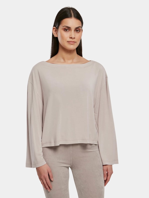 Ladies Short Modal Bateau Necklinie-0