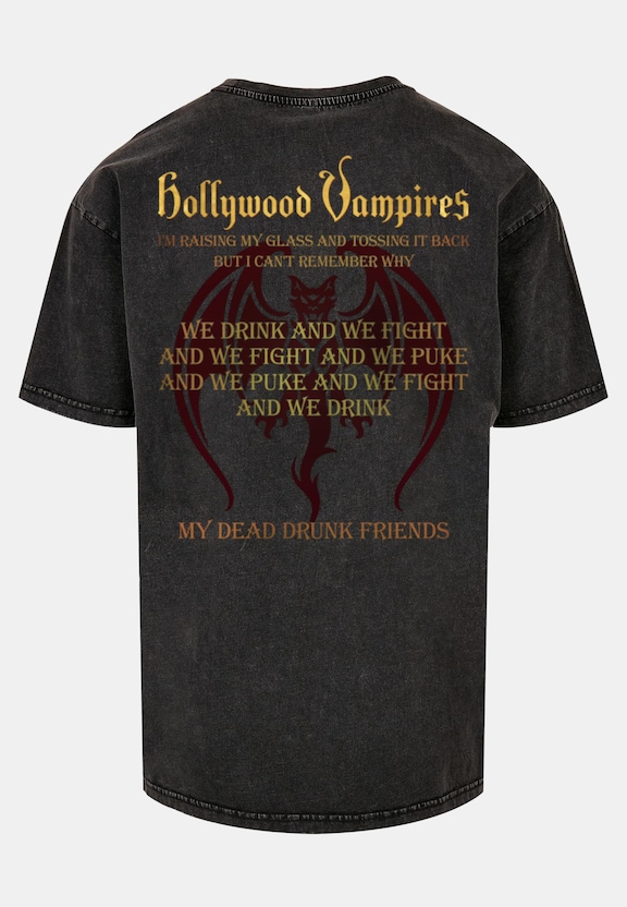Hollywood Vampires - Drink Fight Puke Acid Washed Heavy Oversized-3