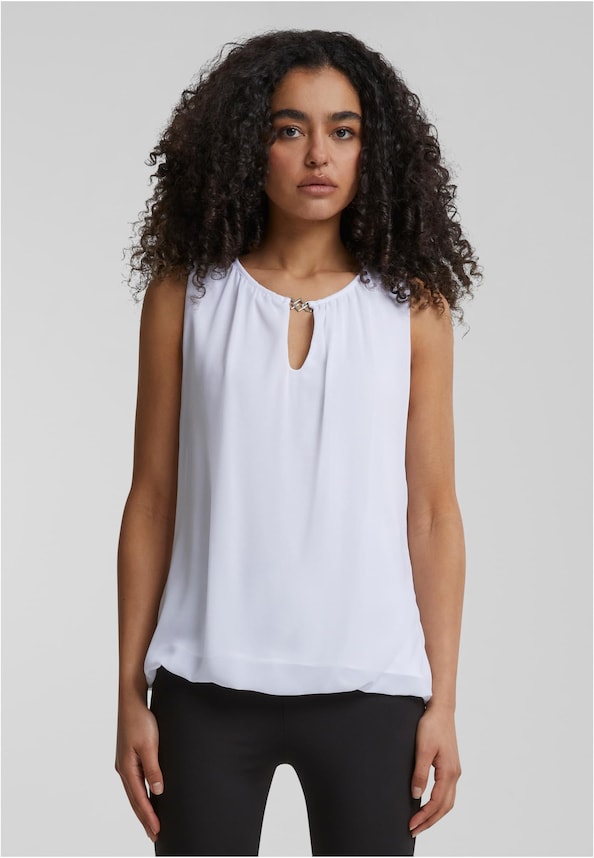 Cloud5ive Damen Chiffon Top mit Schlüsselloch-Kragen und Deko-Schnalle-2