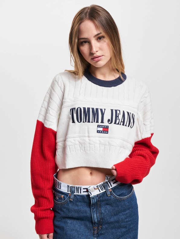 Sweaters Tommy Jeans Tjw Rlxd Crop Archiv White/ Red
