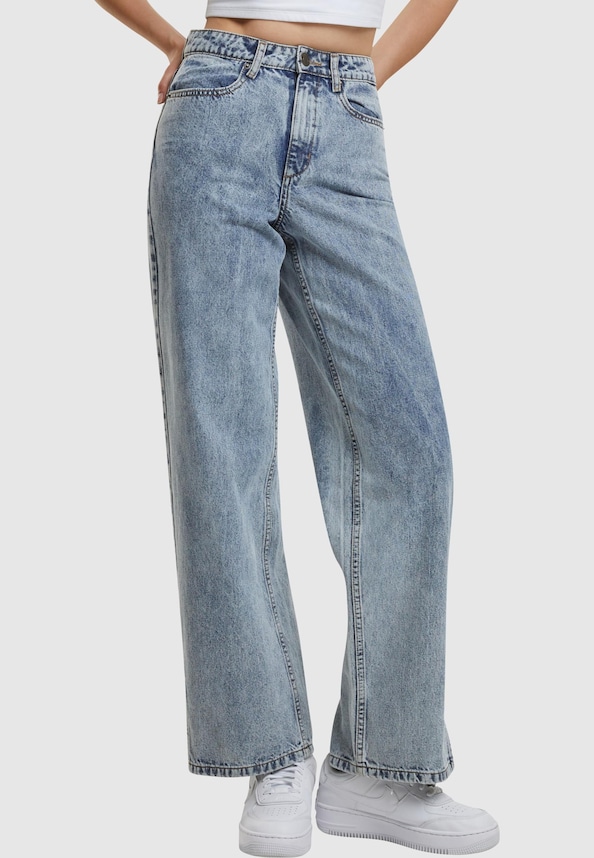 Ladies Wide Leg Slit Denim-0