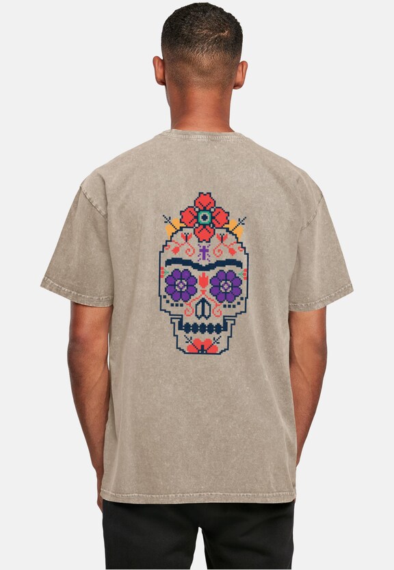 Frida Kahlo - Pixels viva la vida Acid Washed Heavy Oversize-1
