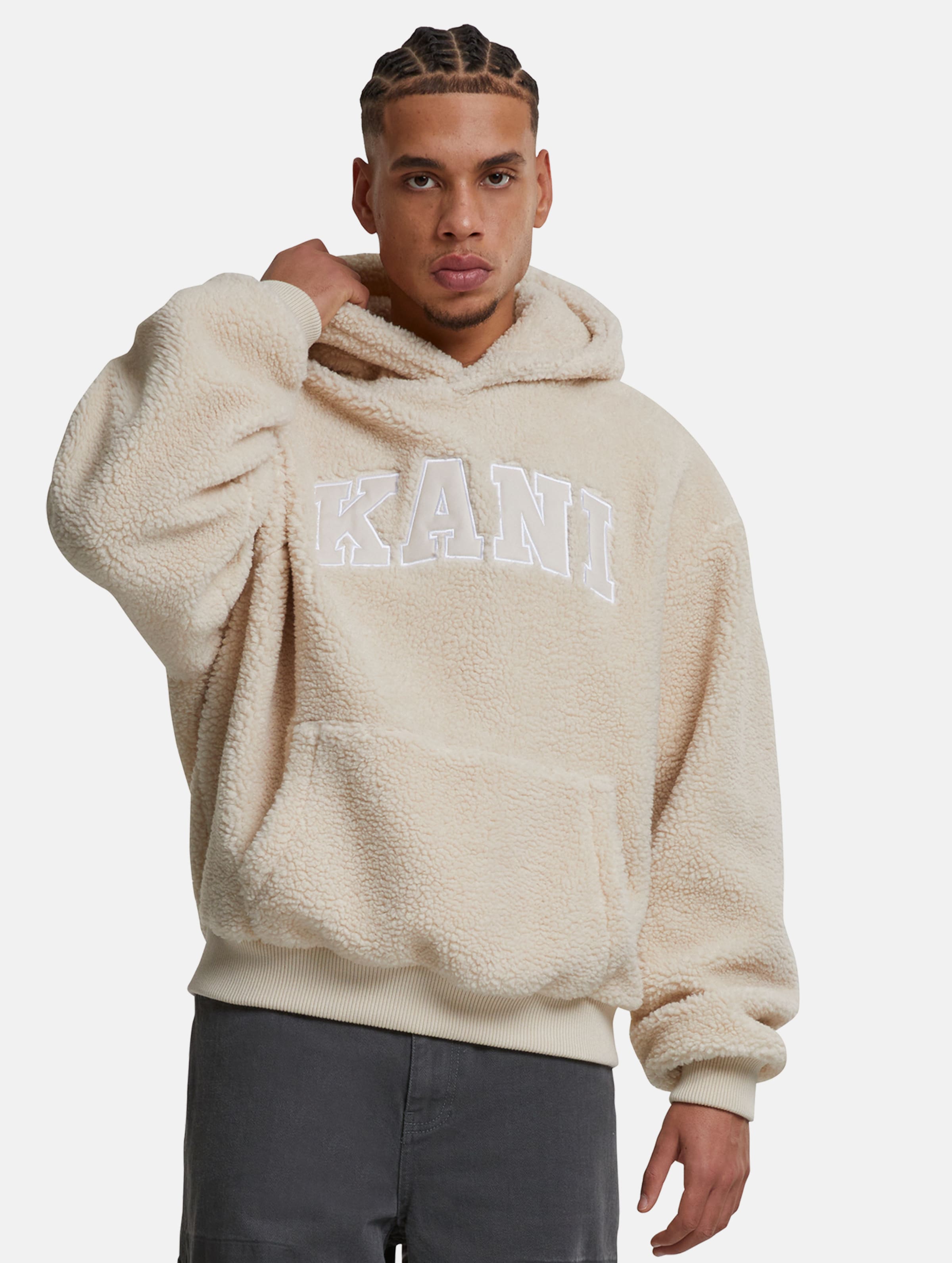 Karl Kani Serif Teddy Hoodies op kleur beige, Maat M