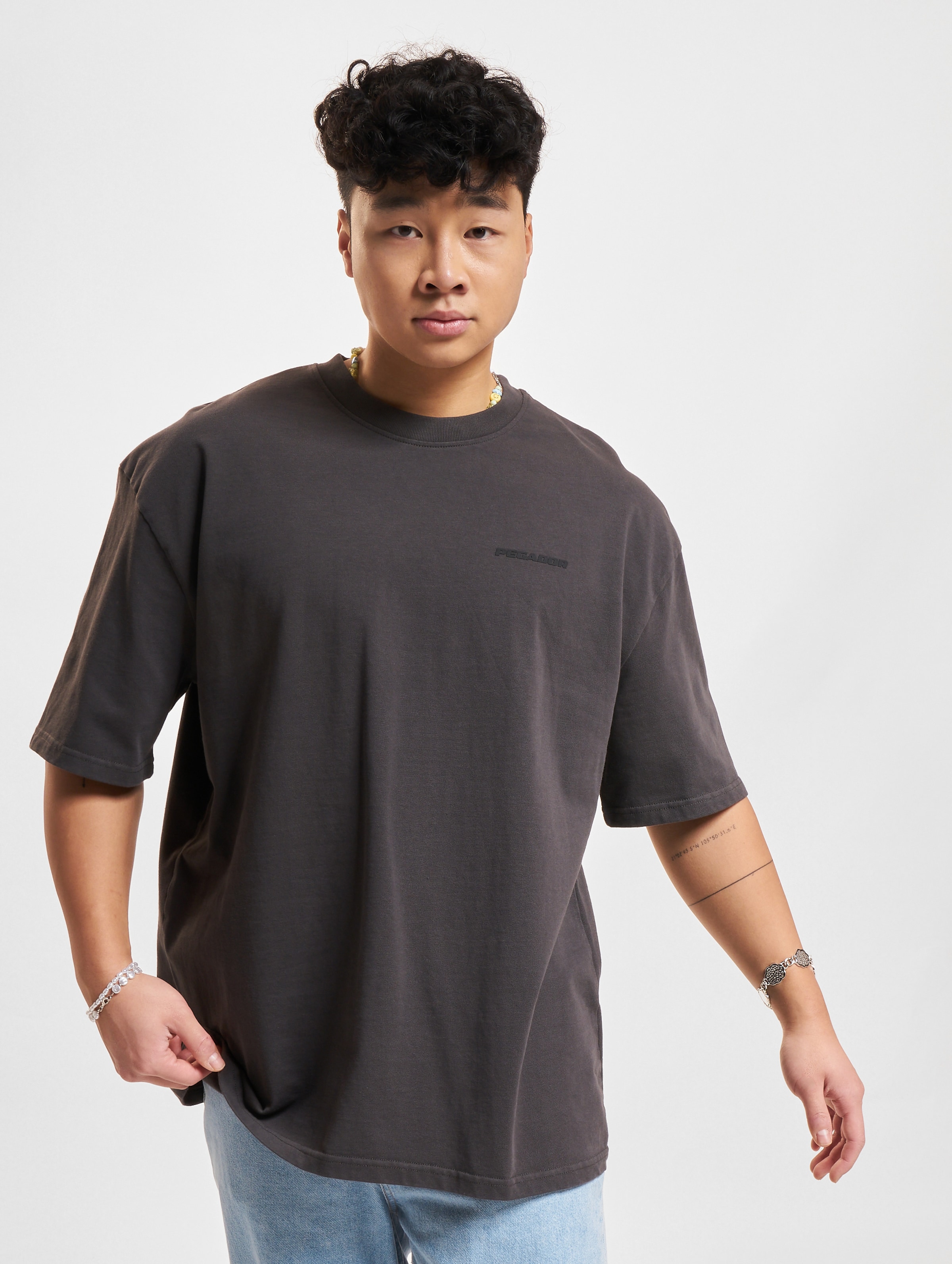 PEGADOR Logo Oversized T-Shirt gum Mannen op kleur grijs, Maat M