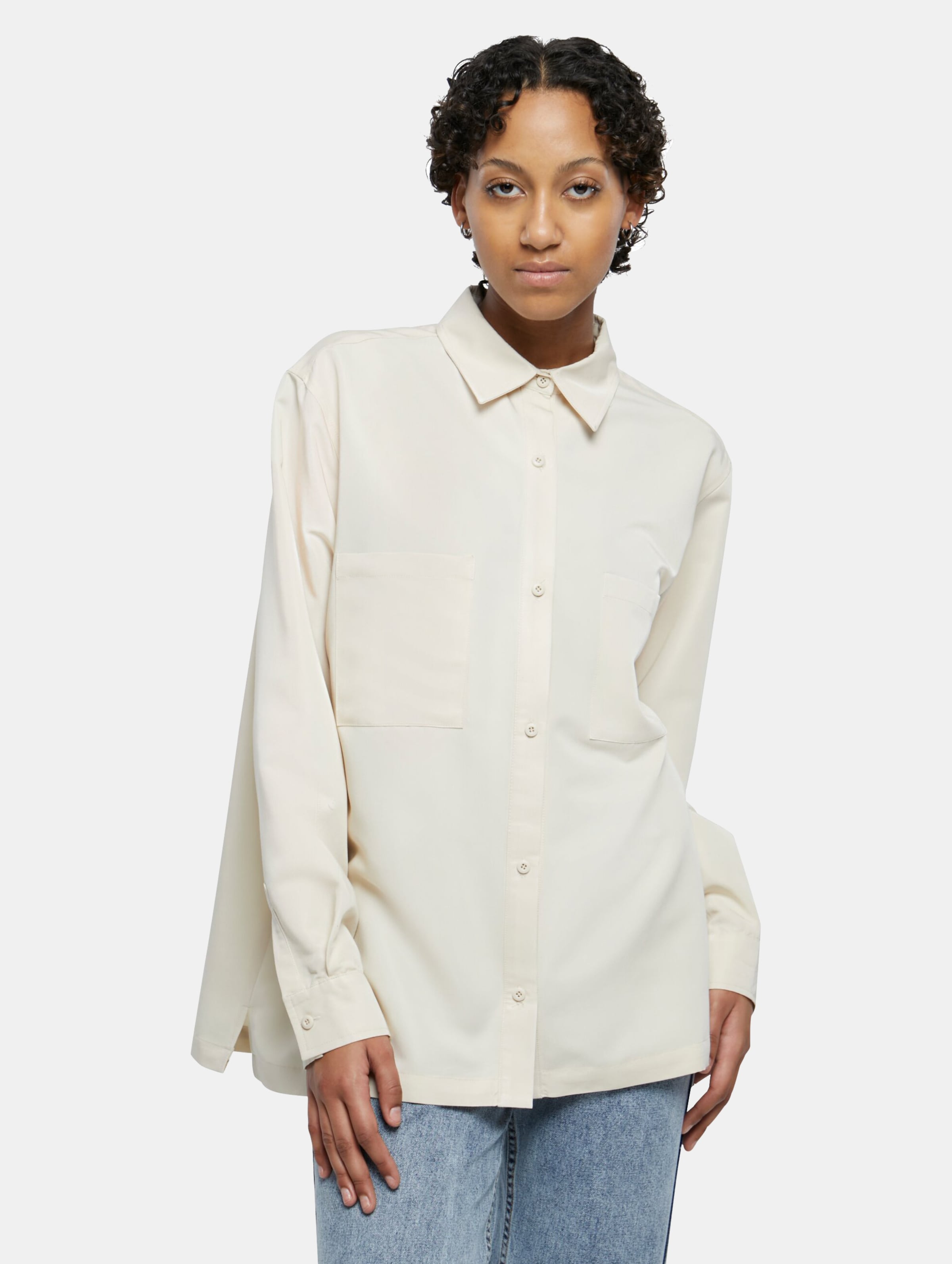 Urban Classics Ladies Oversized Twill Shirt Frauen,Unisex op kleur beige, Maat 3XL