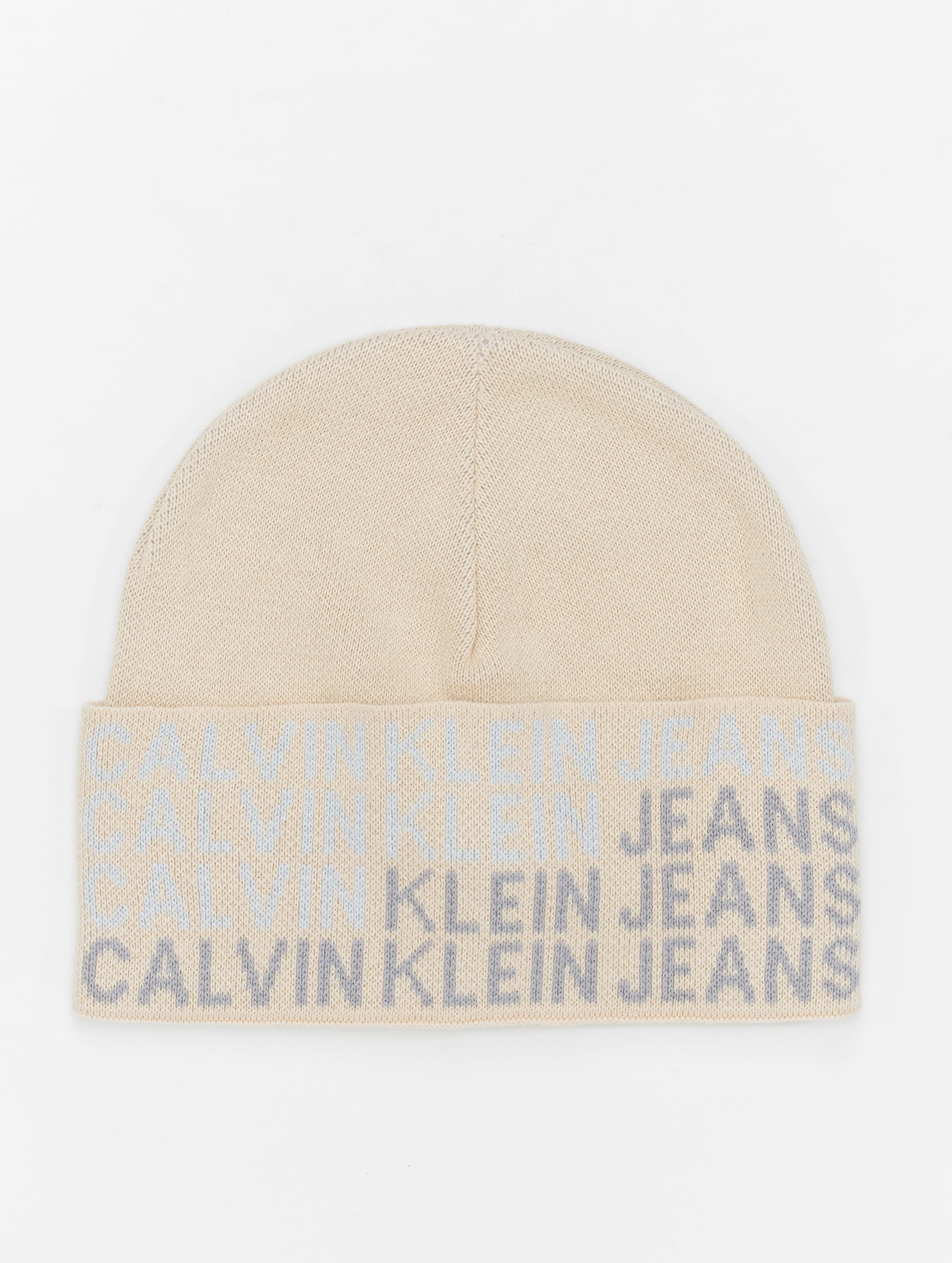 Calvin Klein Jeans AOP Beanie Frauen,Männer,Unisex op kleur beige, Maat ONE_SIZE