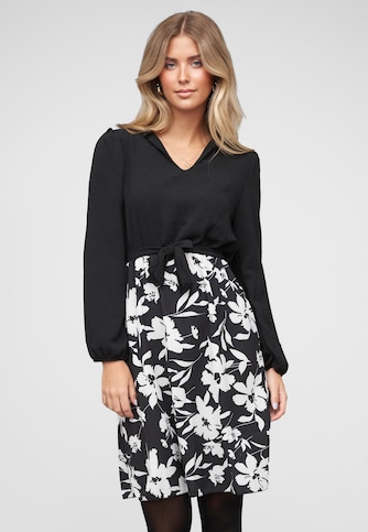 Cloud5ive Kleid mit Bindegürtel Langarm Flower Print