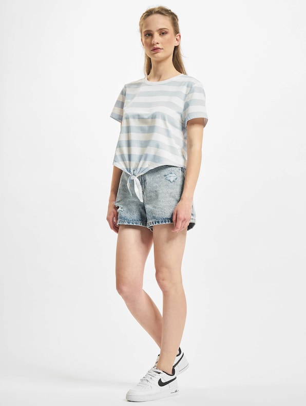 Only May Cropped Knot Stripe T-Shirt Cashmere-4