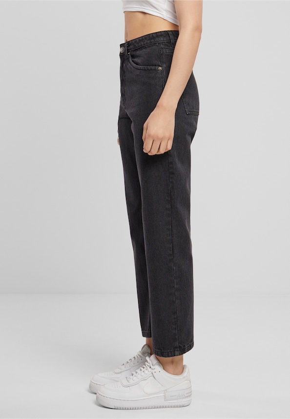 Ladies Cropped Straight Leg Denim Pants-2